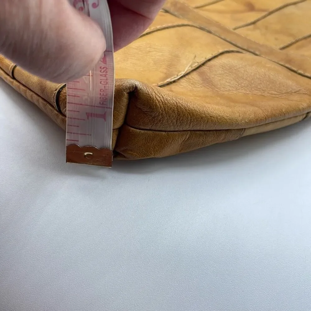 Vintage boho Leather Made in Hong Kong top handle bag.